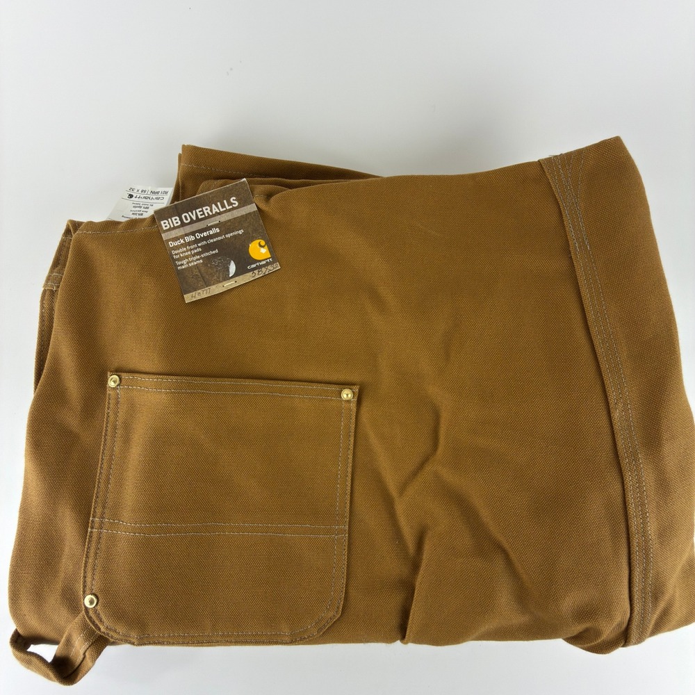 Carhartt Duck Bib Canvas Overalls Mens 58x32 R01 BRN Brown Workwear NWT NOS